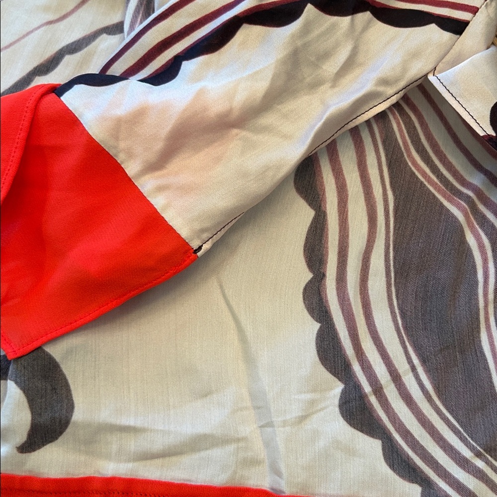 Reiss Women’s Size 6 Karl Orchid Printed button down shirt brown red - Picture 8 of 16